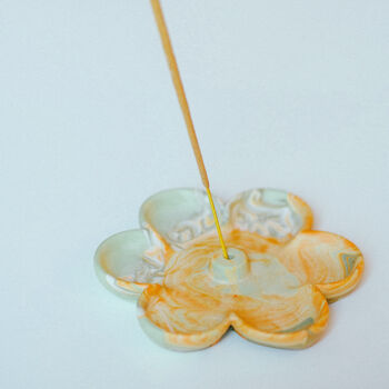 Flower Incense Holder In Orange Margarita, 2 of 3