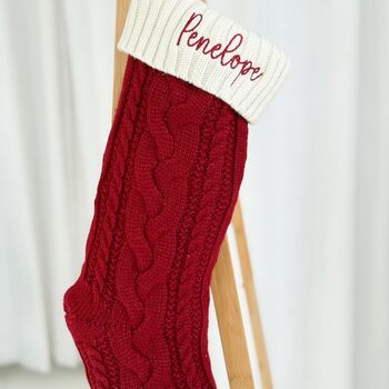 Personalised Embroidered Knitted Christmas Stocking, 3 of 3