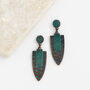 Antique Bronze And Turquoise Spear Drop Earrings, thumbnail 3 of 3