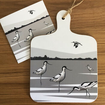 Avocet Mini Chopping Board With Coaster Set And Card, 7 of 7