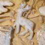 Luxury Irish Linen Festive Reindeer Christmas Tree Decoration, thumbnail 8 of 9