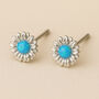 Sterling Silver Blue Opal Daisy Stud Earrings, thumbnail 1 of 7