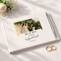 Wedding Guest Book And Pen, White Linen, thumbnail 1 of 8