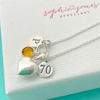 Personalised 70th Birthday Necklace With Heart, 2 of 6