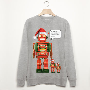 Activate Christmas Mode Robot Men's Sweatshirt, 2 of 3