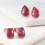 Ruby Geometric Rose/Gold Plated Shaped Stud Earrings, thumbnail 1 of 2