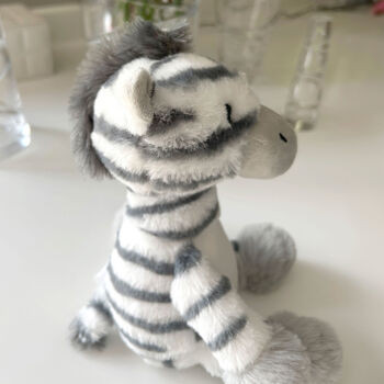 Personalised Alphabet Zebra Teddy Bear New Baby, Christening Or 1st Birthday Gift, 12 of 12