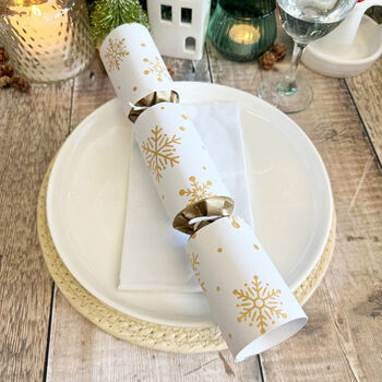 White With Gold Snowflake Christmas Crackers X6, 3 of 8