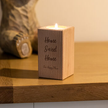 Personalised Home Sweet Home Wooden Candle Holder, 3 of 5