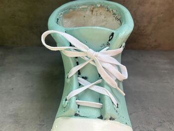 32cm Blue Trainer Shoe Planter – Decorative Flower Pot Plaster Stone, 5 of 7