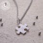 Engraved Jigsaw Necklace, Sterling Silver, thumbnail 1 of 7