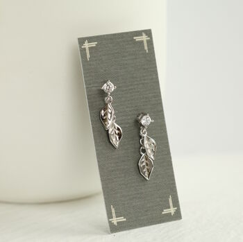 Sterling Silver Leaf Dangle Earrings, 2 of 6