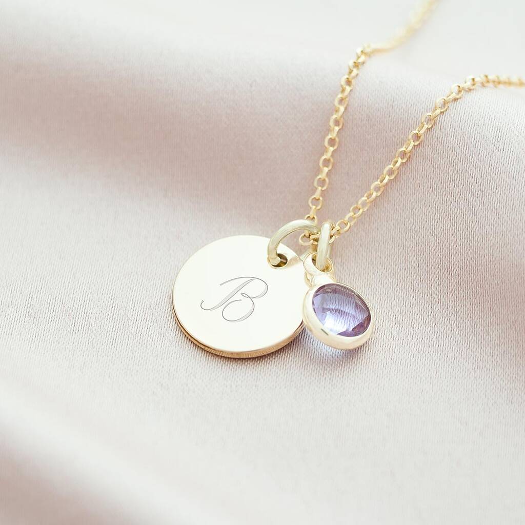 Rose Gold Initial & Birthstone Personalised Necklace