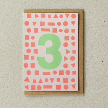Colourful 3rd Birthday Risograph Greeting Card, 2 of 2