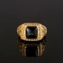 Men's Silver Black Quartz Gemstone Signet Ring, thumbnail 9 of 12