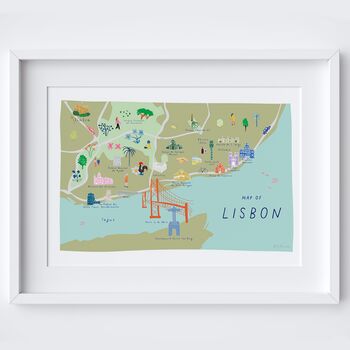 Map Of Lisbon Illustration Portugal Art Print, 2 of 2