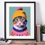 Cosy Cat Portrait Illustration Art Print, thumbnail 2 of 3