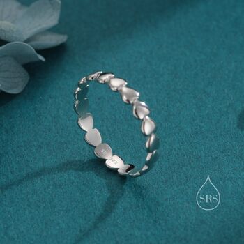 Sterling Silver Heart Shape Skinny Ring, 2 of 12