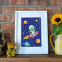 Frog Astronaut Space Rocket Print, thumbnail 1 of 4