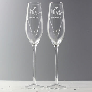 Wedding Toasting Glasses Mr And Mrs Crystal Flutes, 5 of 7