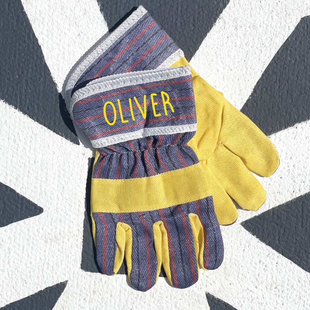 Personalised Children's Yellow Gardening Gloves, 1 of 2