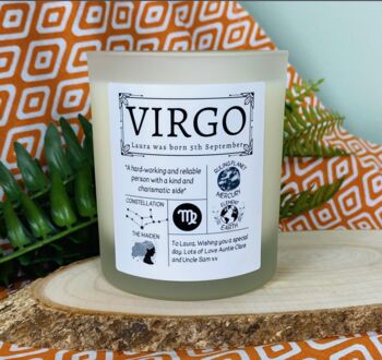 Personalised Virgo Horoscope Star Sign Candle, 4 of 11