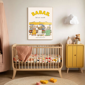 Babar The Elephant At The French Market Nursery Art Print, 4 of 4