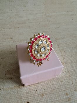 Pink Pearl Meenakari Gold Ring, 4 of 6