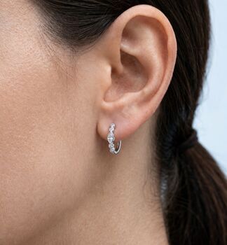 Enso Stone Huggie Hoop Earrings, 2 of 5