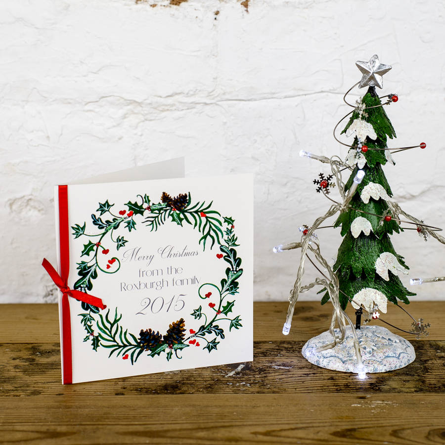 10 personalised wreath christmas cards by dreams to reality design ltd | notonthehighstreet.com