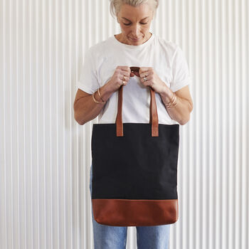 Personalised Canvas And Leather Tote Bag, 7 of 9