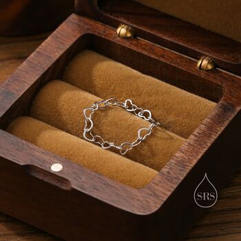 Sterling Silver Heart Link Chain Ring, 5 of 10