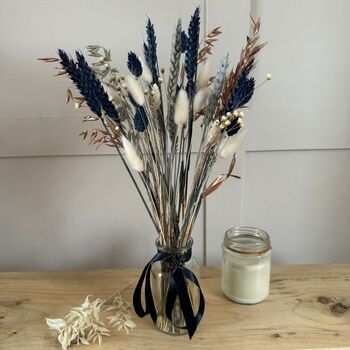 Navy Blue And Grey Dried Flower Arrangement, 3 of 6