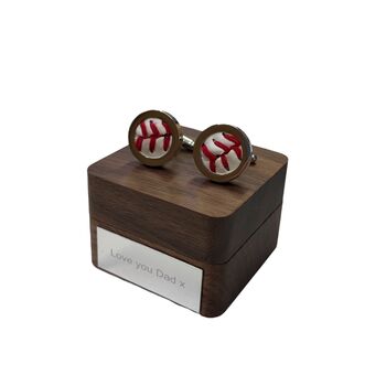 Personalised Baseball Leather Cufflinks, 9 of 11