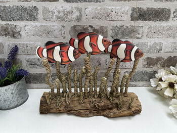 Hand Carved Wooden Clownfish Shoal Ornament, 2 of 10