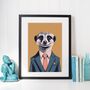 Meerkat In A Suit Portrait Illustration Art Print, thumbnail 2 of 3