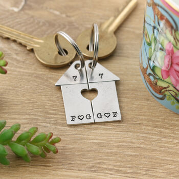 New Home Gift House Shaped Pair Of Personalised Keyrings, 4 of 5