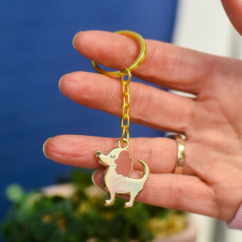 Cute Dog Bag Charm And Keyring Gold Plated, 3 of 4