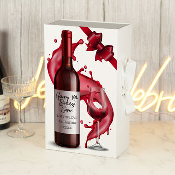 Birthday Recycled Wine Bottle Box And Glass Gift Set, 4 of 8