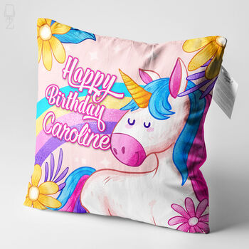 Personalised Magical Unicorn Photo Cushion In Soft Chenille, 2 of 6