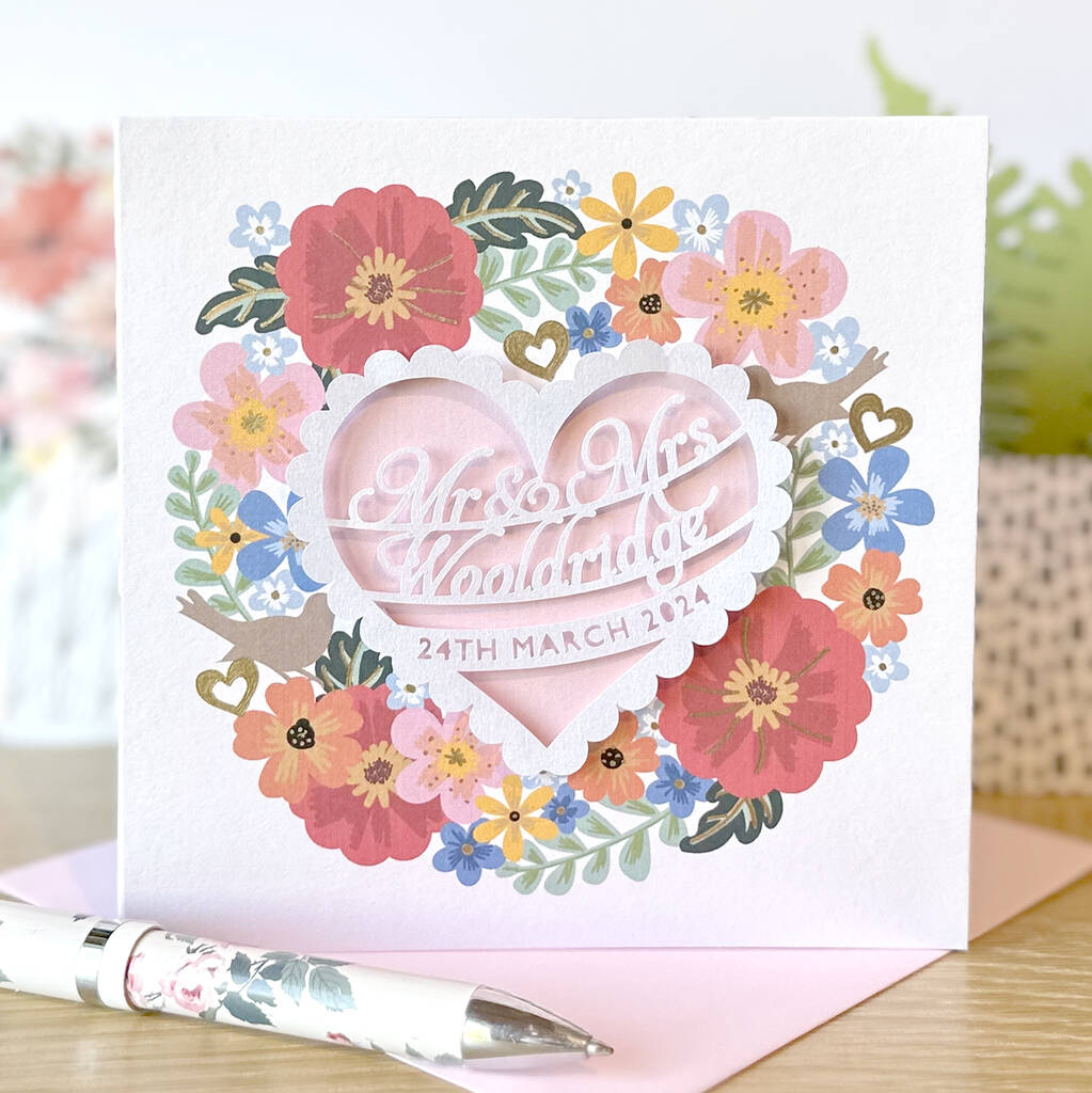 Personalised Floral Wedding Anniversary Card