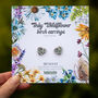 Inky Forget Me Not Cluster Birch Stud Earrings, thumbnail 10 of 10