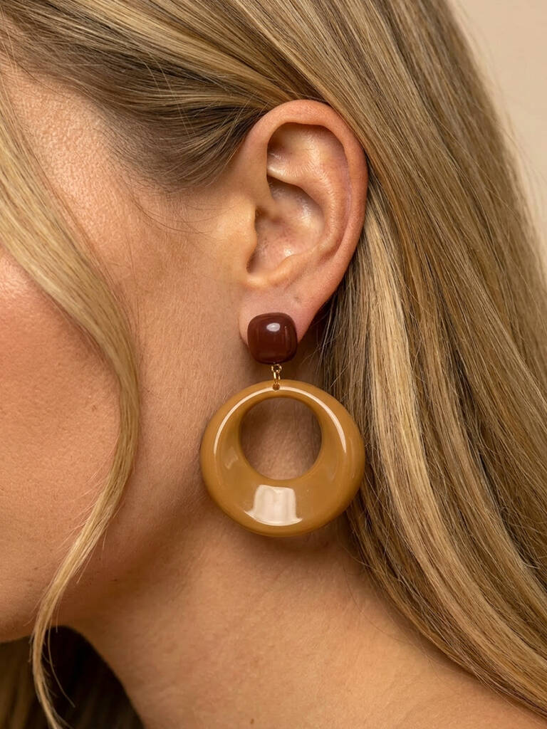 Retro Brown Acrylic Drop Earrings, 1 of 5