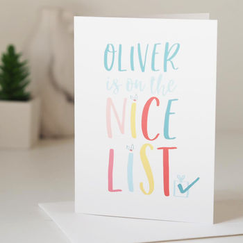 Personalised Nice List Children's Christmas Card, 2 of 3