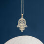 9ct Yellow Gold Hamsa Hand Of Fatima Necklace, thumbnail 2 of 11