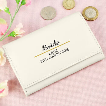 Personalised Classic Cream Leather Purse, 3 of 9