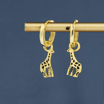 Sterling Silver Giraffe Huggie Hoop Earrings, 6 of 12