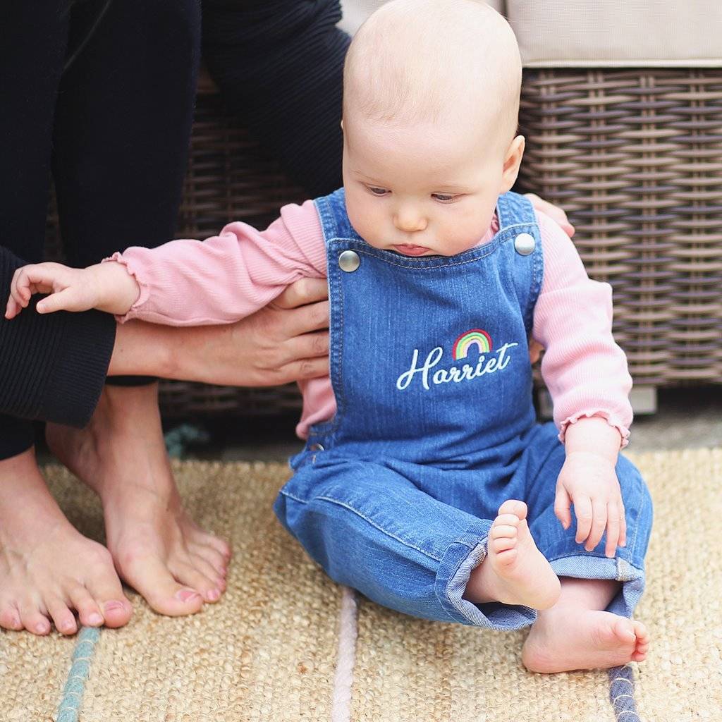 Personalised Baby Embroidered Denim Dungarees By Jack Spratt