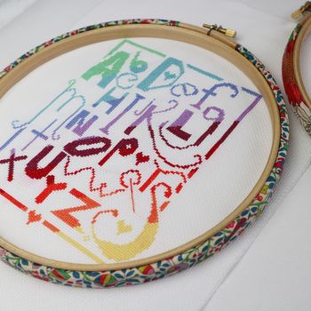 Rainbow, Alphabet, Cross Stitch, Wall Hanging Kit, 7 of 12