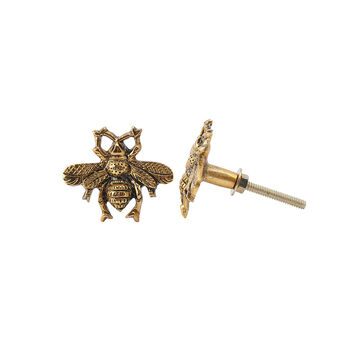 Set Of Two Vintage Golden Finish Bee Drawer Pulls, 2 of 2